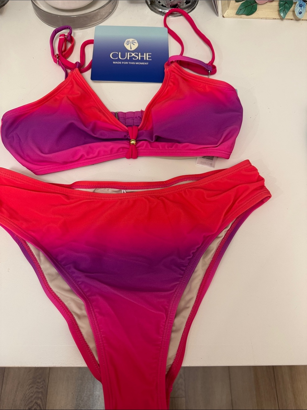 Cupshe Red to Purple Ombre Two-Piece Bikini